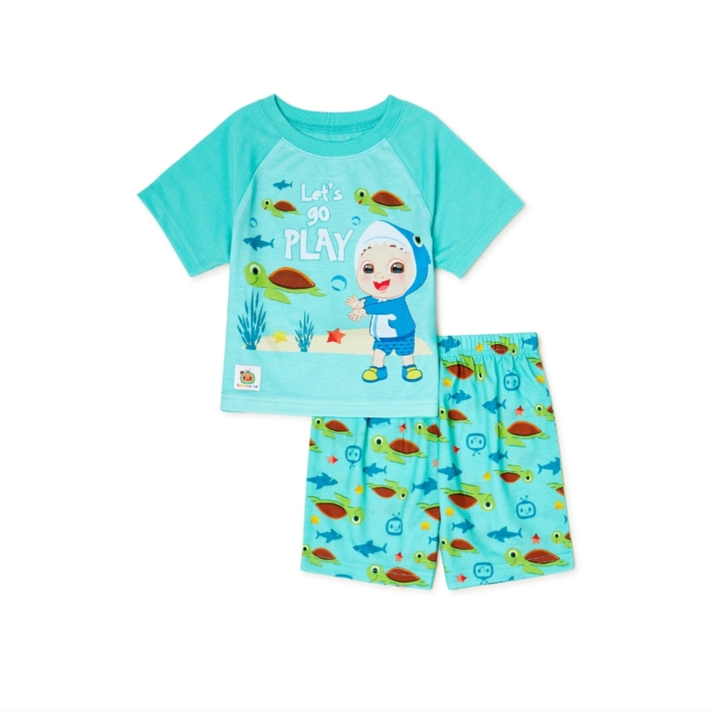 Cocomelon Toddler Boy Pajama 2-Piece Set Size 5T JJ in Shark Outfit Green NEW